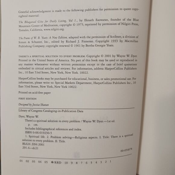 There Is A Spiritual Solution To Every Problem by WAYNE DYER Hard FIRST EDITION - Picture 5 of 6